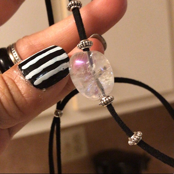 Angel aura crystal black suede adjustable choker - Picture 2 of 7